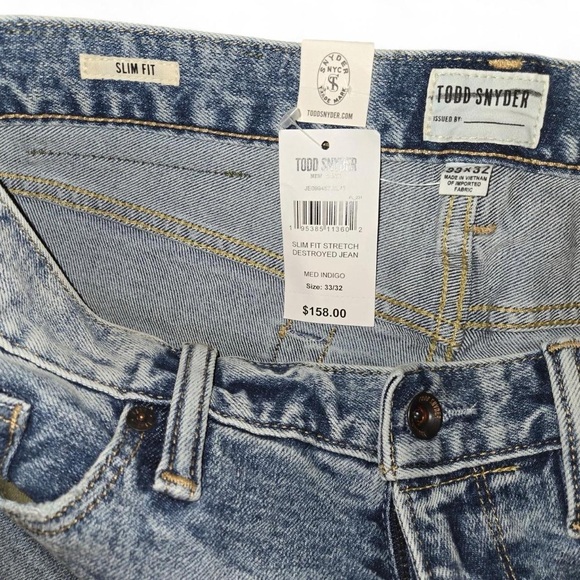 NEW! Todd Snyder Slim Fit Jeans 33x32 - Picture 3 of 4